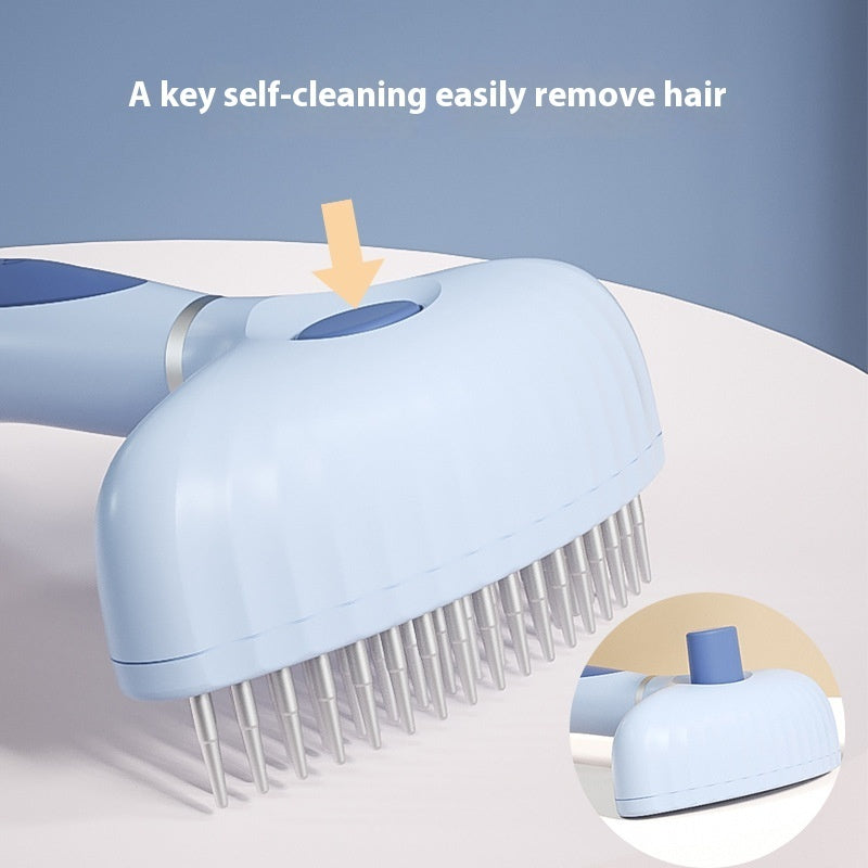 KFX-0432573 Double Row Stainless Steel Pet Comb for Dog Napping and Hair Removal - Light Blue