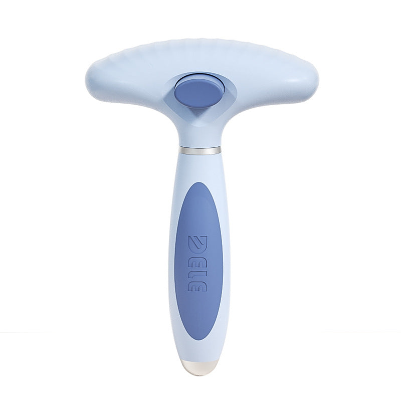 KFX-0432573 Double Row Stainless Steel Pet Comb for Dog Napping and Hair Removal - Light Blue