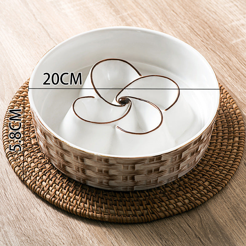 KFX-0432957 Ceramic Non-Slip Slow Feeder Bowl for Medium to Large Dogs