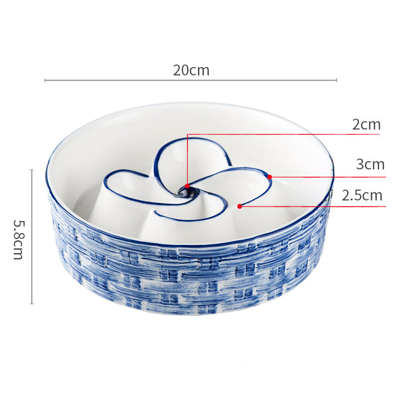 KFX-0432957 Ceramic Non-Slip Slow Feeder Bowl for Medium to Large Dogs