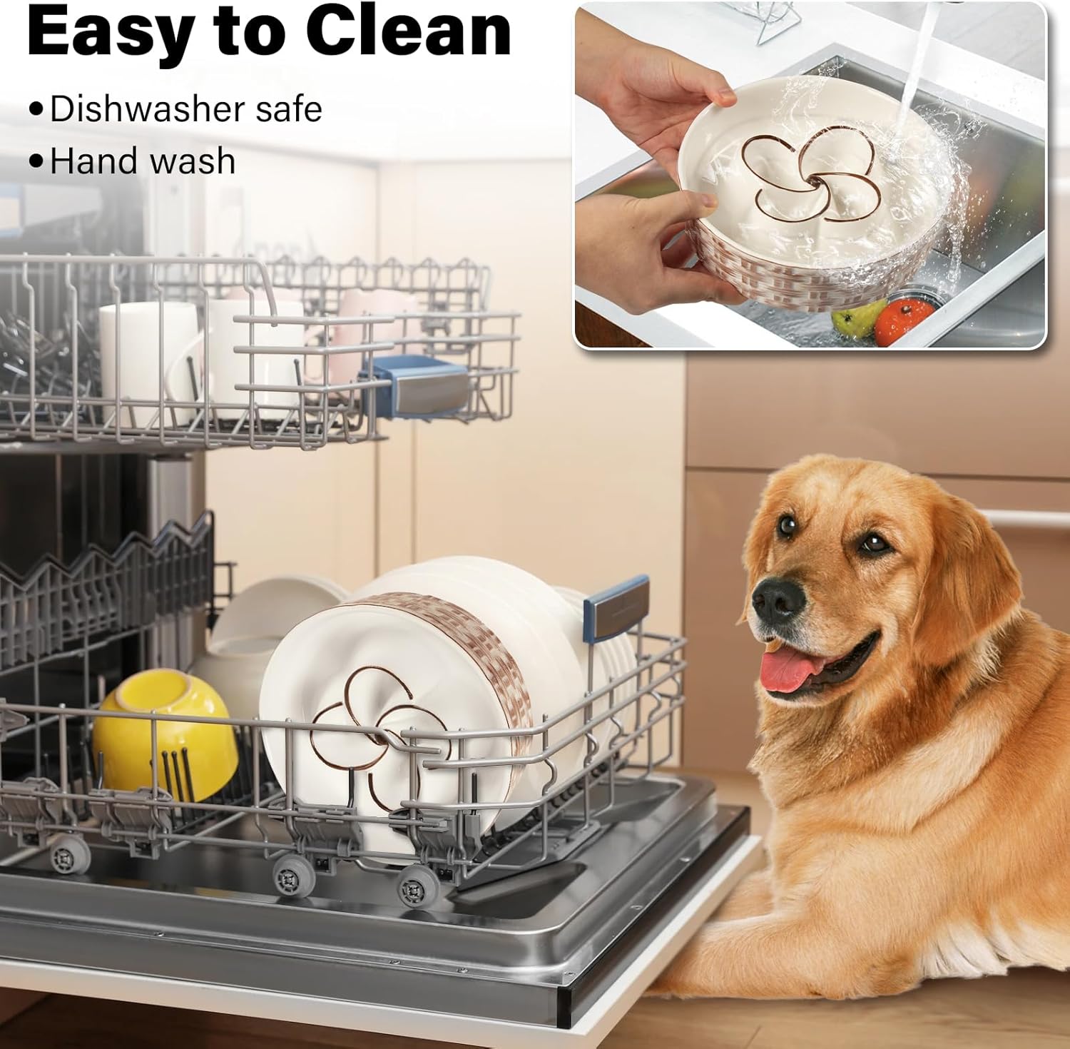 KFX-0432957 Ceramic Non-Slip Slow Feeder Bowl for Medium to Large Dogs