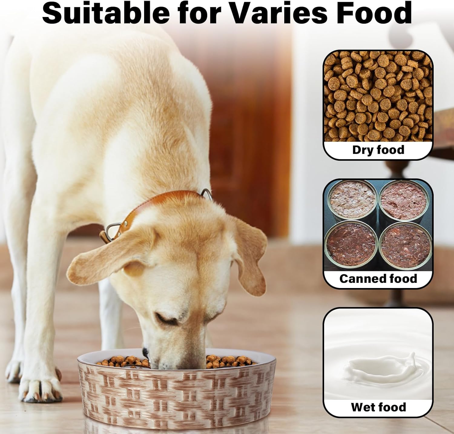 KFX-0432957 Ceramic Non-Slip Slow Feeder Bowl for Medium to Large Dogs