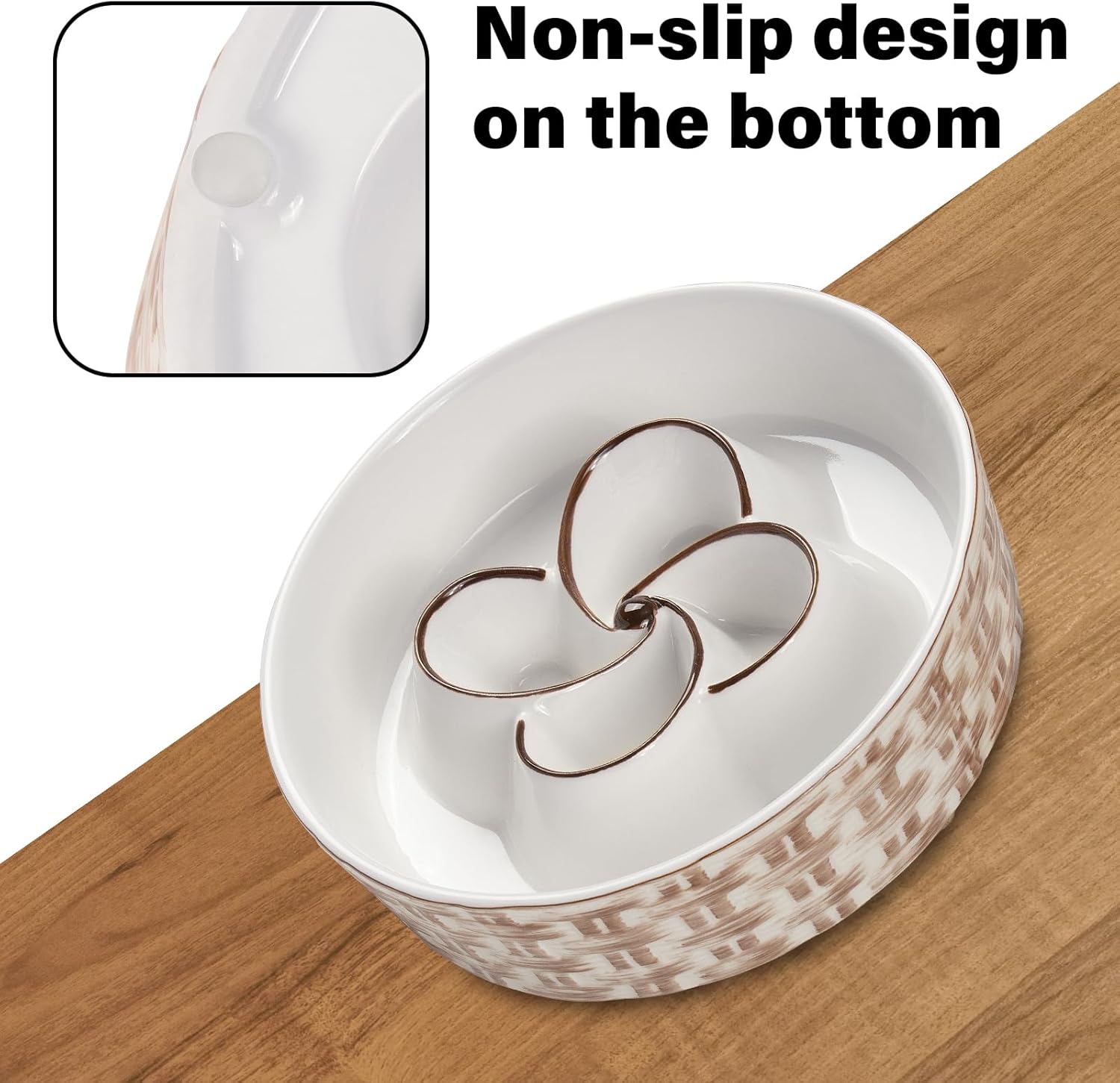 KFX-0432957 Ceramic Non-Slip Slow Feeder Bowl for Medium to Large Dogs