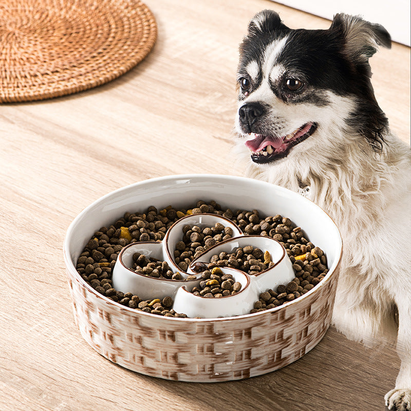 KFX-0432957 Ceramic Non-Slip Slow Feeder Bowl for Medium to Large Dogs