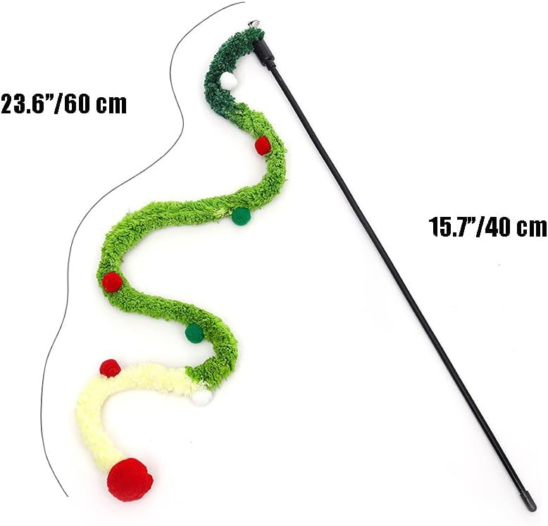 KFX-0434237 Interactive Plush Cat Wand with Colorful Teaser Strip and Bells for Engaging Playtime