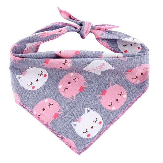 KFX-0434365 Triangle Dog Scarf in 100% Cotton with Cute Animal Patterns for All Seasons - L & XL Sizes Available