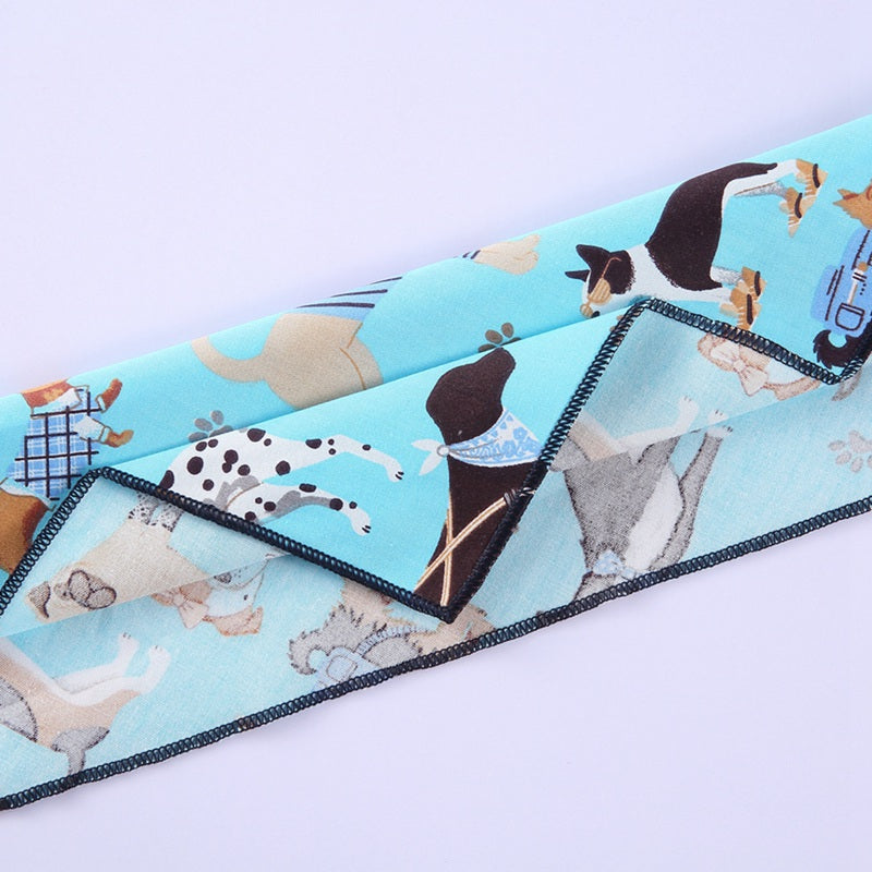 KFX-0434365 Triangle Dog Scarf in 100% Cotton with Cute Animal Patterns for All Seasons - L & XL Sizes Available