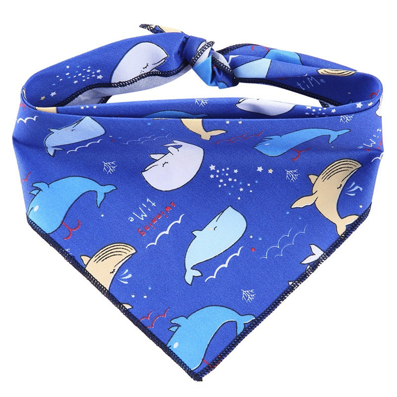 KFX-0434365 Triangle Dog Scarf in 100% Cotton with Cute Animal Patterns for All Seasons - L & XL Sizes Available