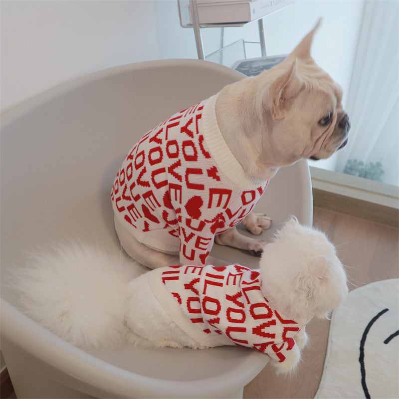 KFX-0434749 Cozy Rabbit Velvet Padded Dog Sweater in Red