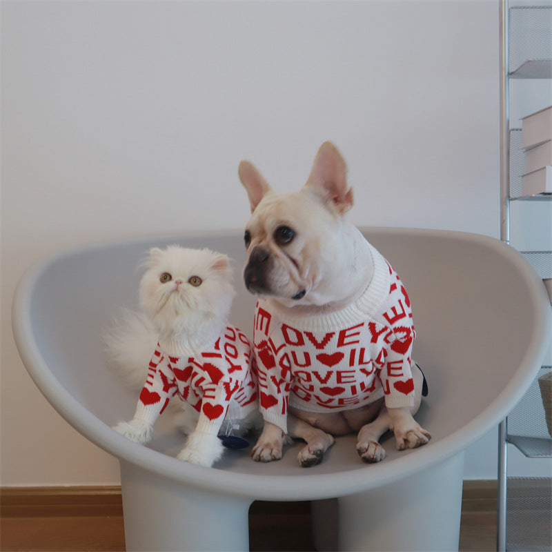 KFX-0434749 Cozy Rabbit Velvet Padded Dog Sweater in Red