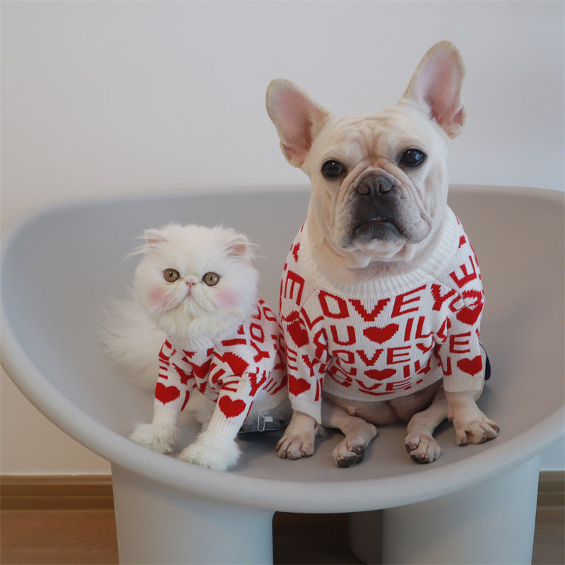 KFX-0434749 Cozy Rabbit Velvet Padded Dog Sweater in Red
