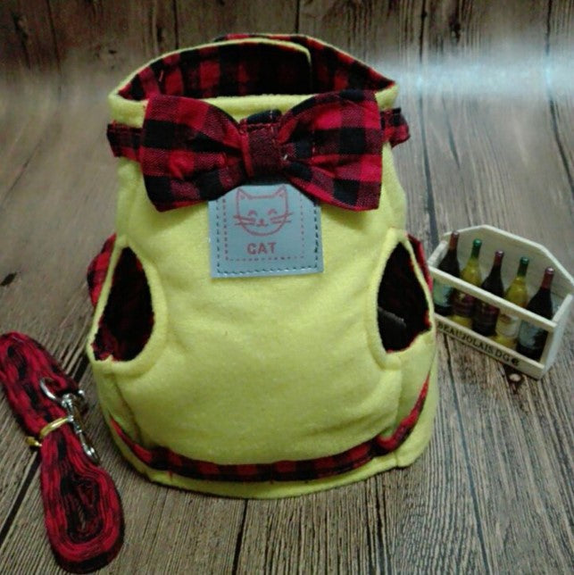 KFX-0436029 Adjustable Soft Cotton Cat Chest Strap with D-Shaped Hook for Comfortable Leash Walking