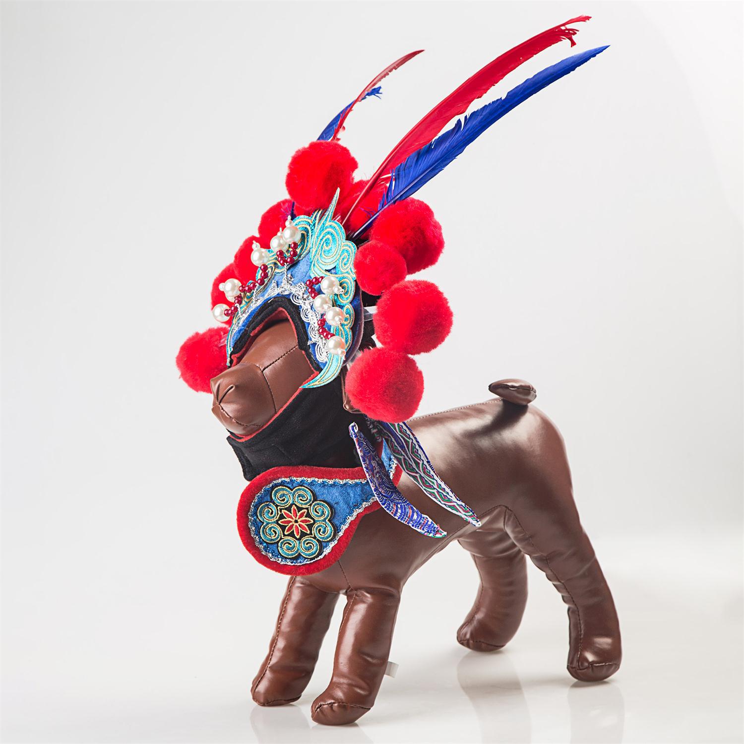 KFX-0437309 Cute Red Martial Arts Character Pet Dress – Transformation Costume for Small and Large Pets