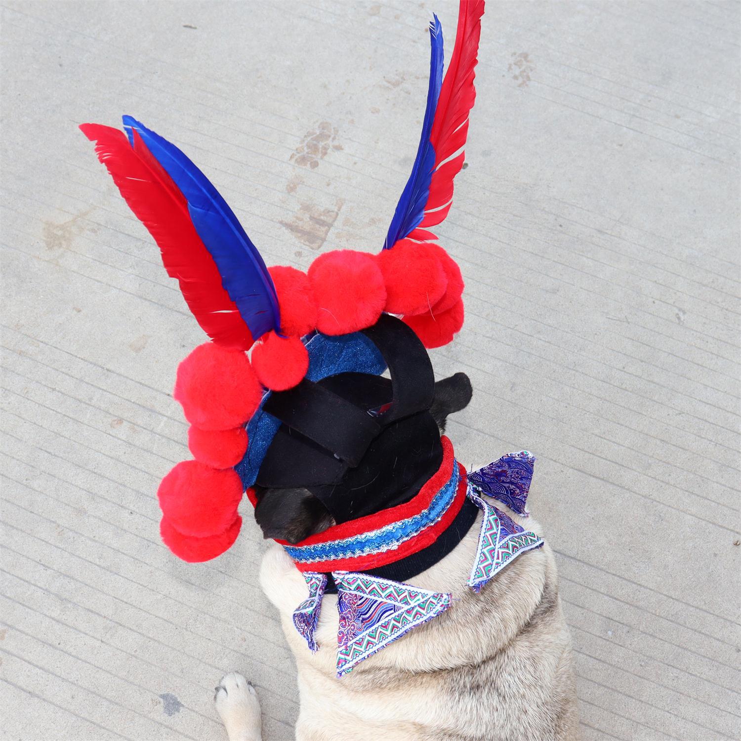 KFX-0437309 Cute Red Martial Arts Character Pet Dress – Transformation Costume for Small and Large Pets