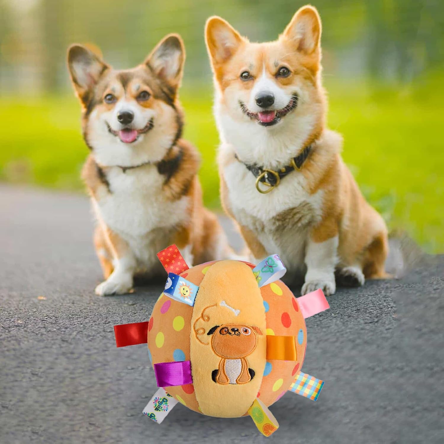 KFX-0439997 Interactive Dog Toy with Built-in Chimes and Squeaky Balls for Endless Fun