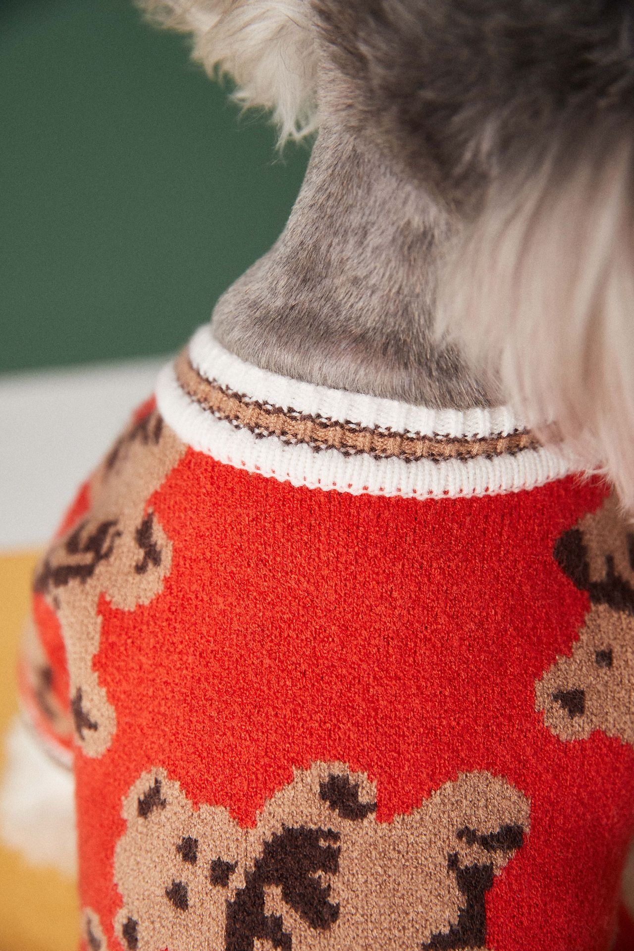 KFX-0440509 Preppy V-Neck Striped Pet Sweater for Dogs and Cats - Winter Warm Apparel with Leash Hole