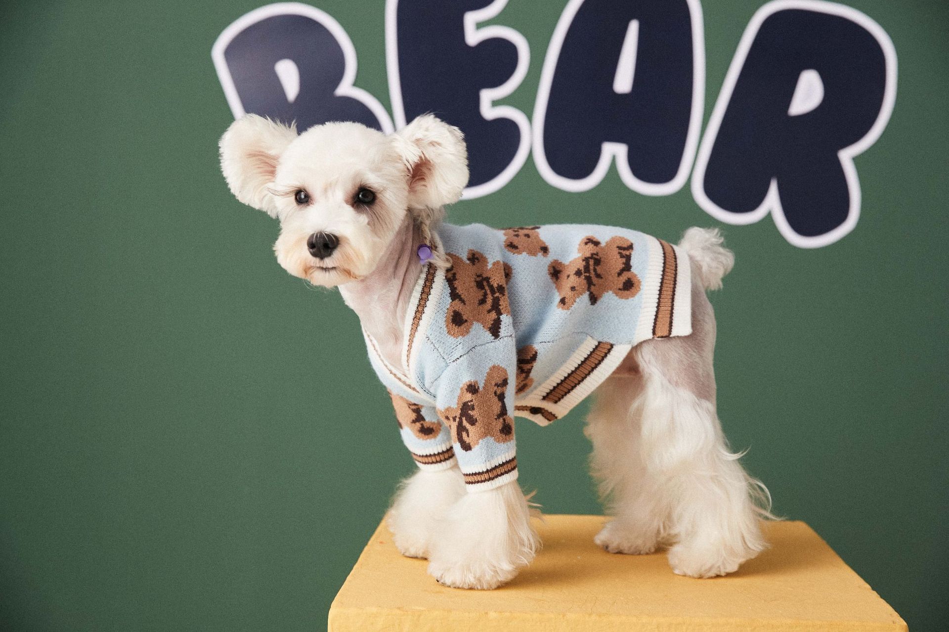 KFX-0440509 Preppy V-Neck Striped Pet Sweater for Dogs and Cats - Winter Warm Apparel with Leash Hole