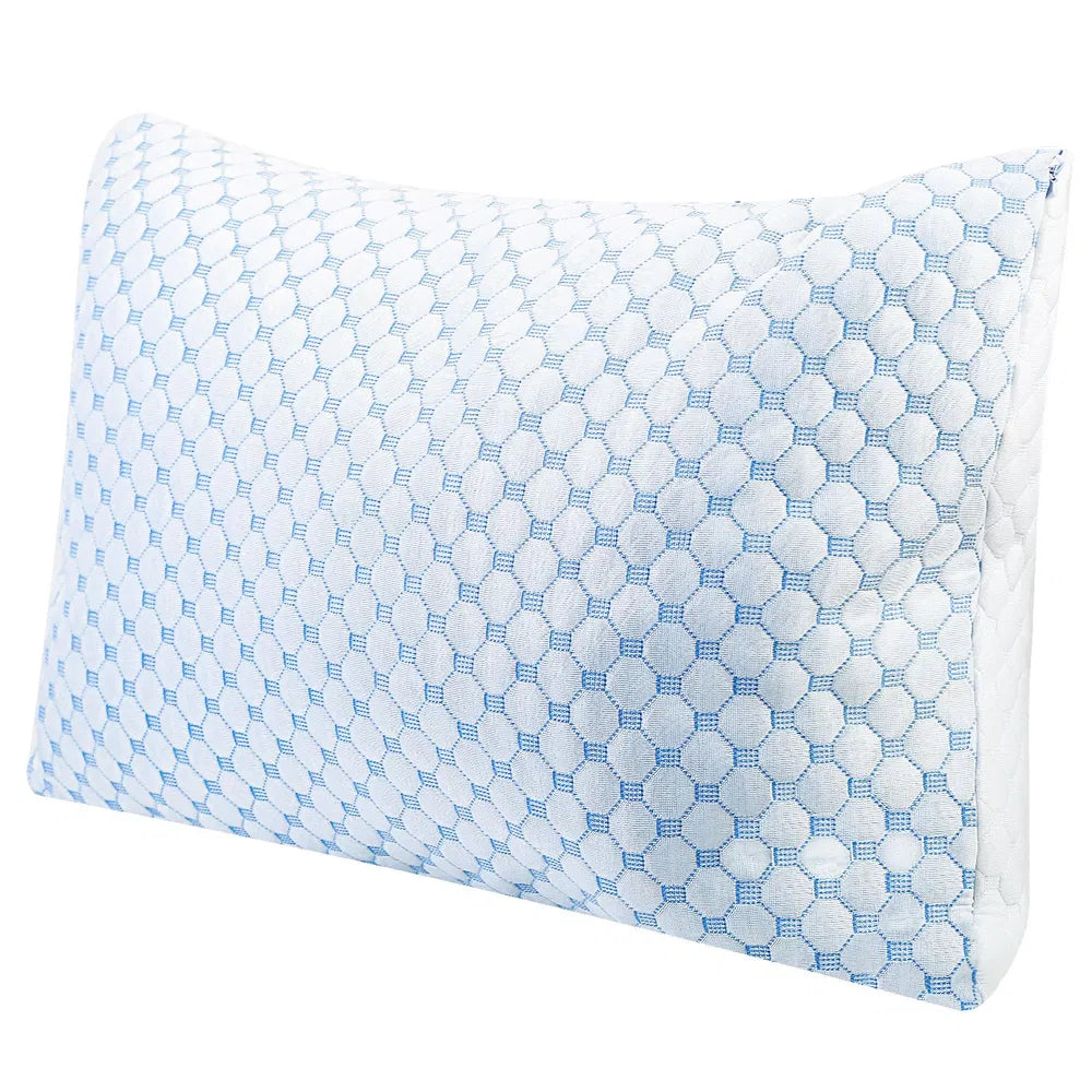 KFX-0441149 Cooling Memory Foam Pillow with Adjustable Fill and Double-Sided Cover Featuring Cooling Gel Infused Foam