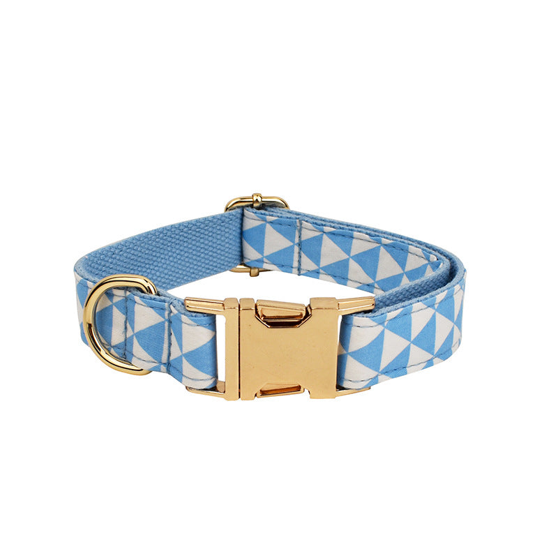 KFX-0443965 Blue Triangular Bow Vest and Leash Set for Dogs - Four-Piece Clothing Ensemble
