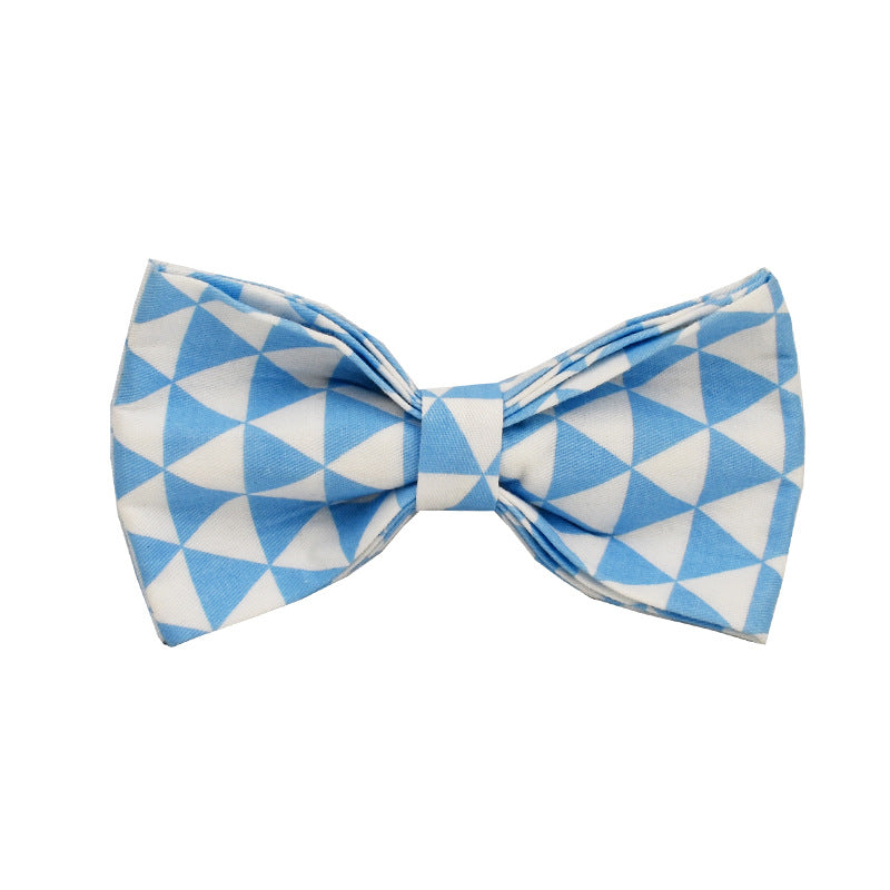 KFX-0443965 Blue Triangular Bow Vest and Leash Set for Dogs - Four-Piece Clothing Ensemble