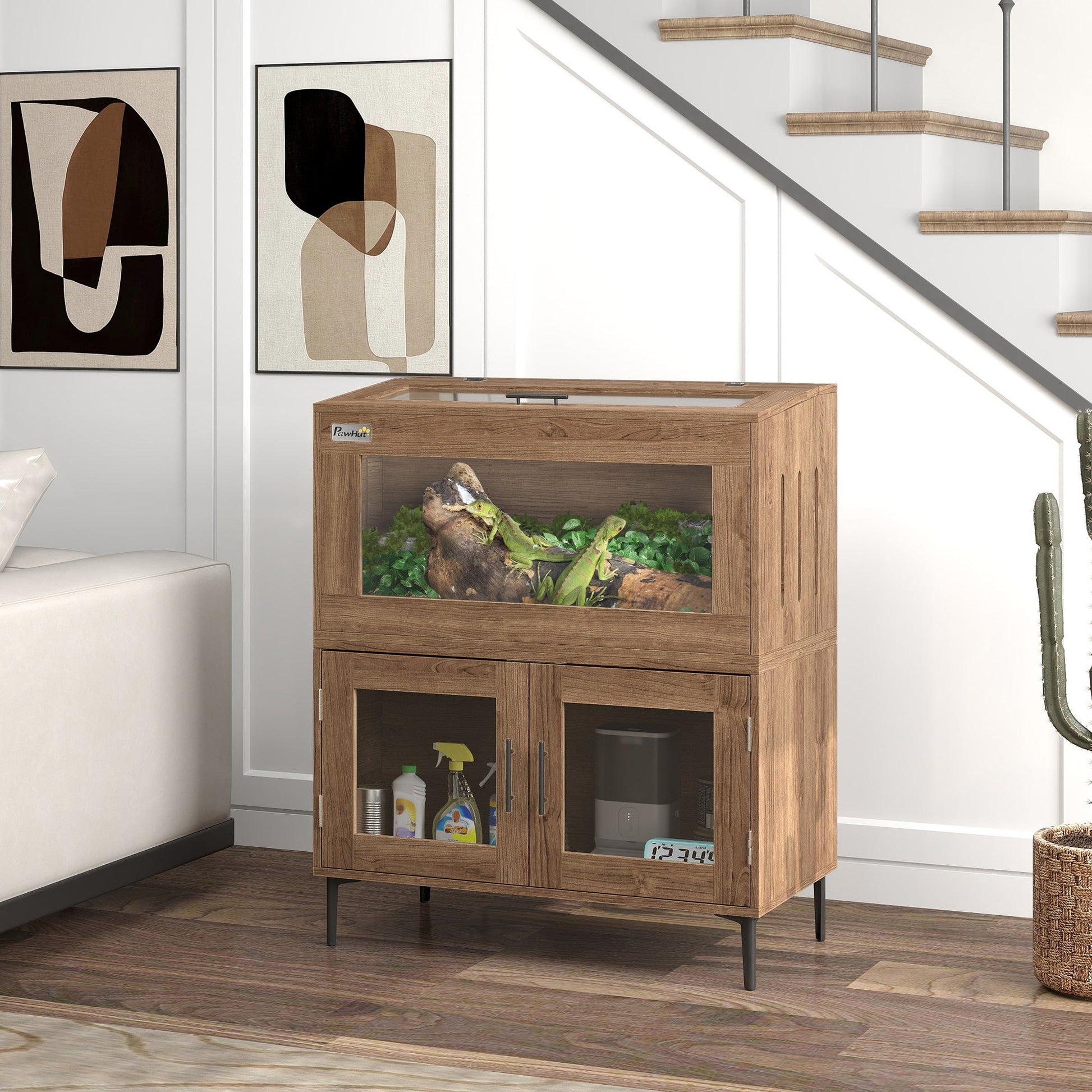 KFX-0446141 30 Gallon Reptile Tank with Openable Top, Air Vents, and Tempered Glass for Lizards, Frogs, and Small Pets