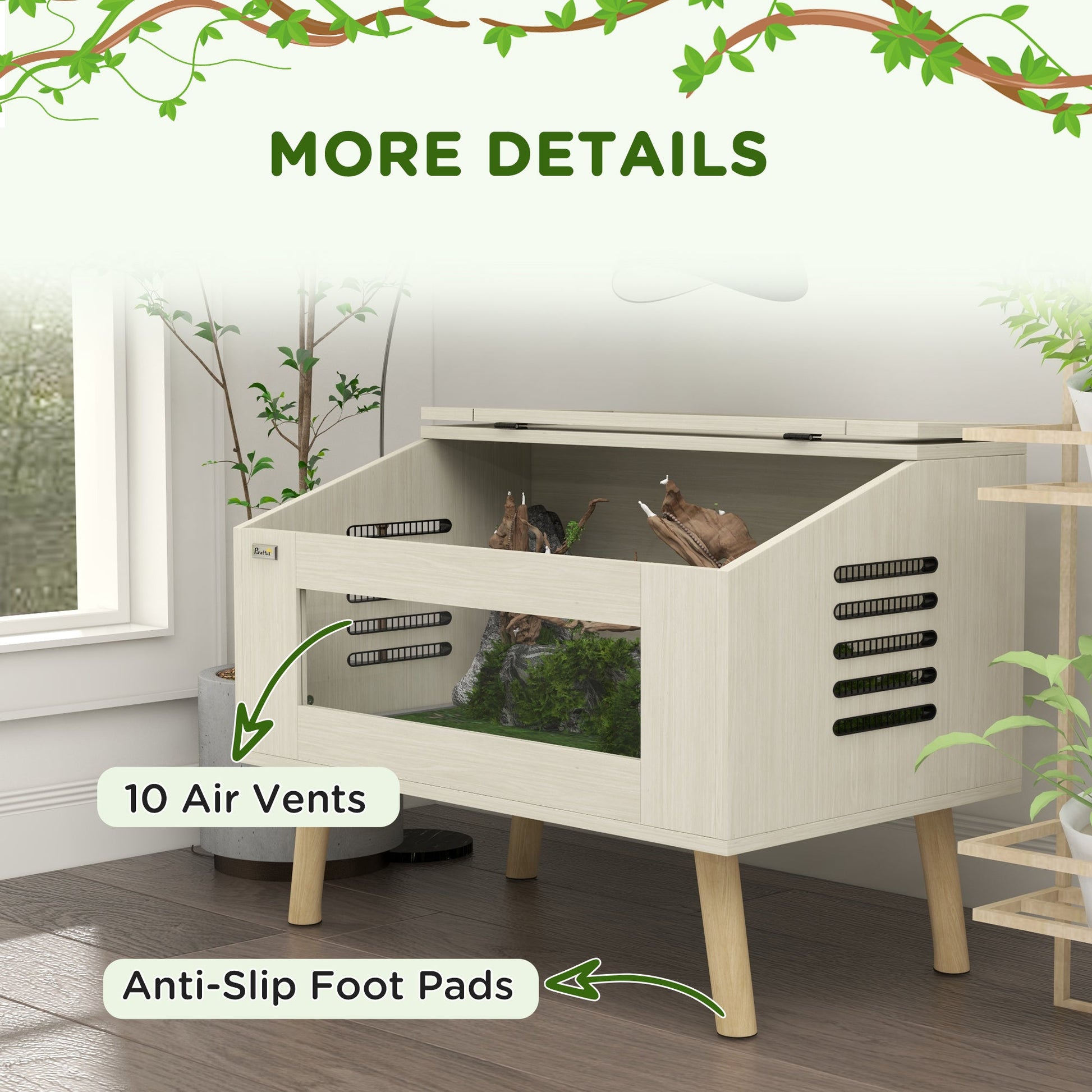 KFX-0446141 30 Gallon Reptile Tank with Openable Top, Air Vents, and Tempered Glass for Lizards, Frogs, and Small Pets