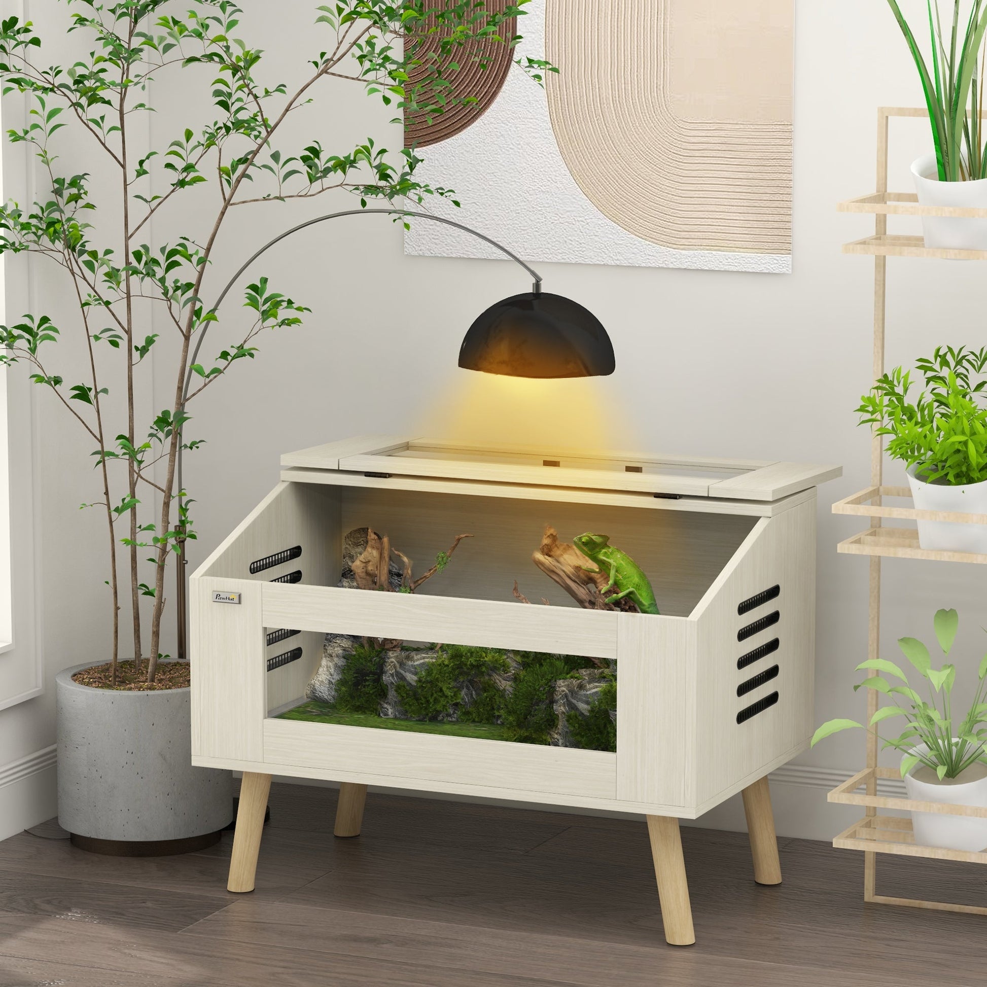 KFX-0446141 30 Gallon Reptile Tank with Openable Top, Air Vents, and Tempered Glass for Lizards, Frogs, and Small Pets