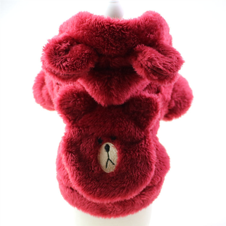 KFX-0447037 Plush Embroidered Two-Legged Sweater for Dogs - Double-Sided Arctic Velvet, Available in Various Colors