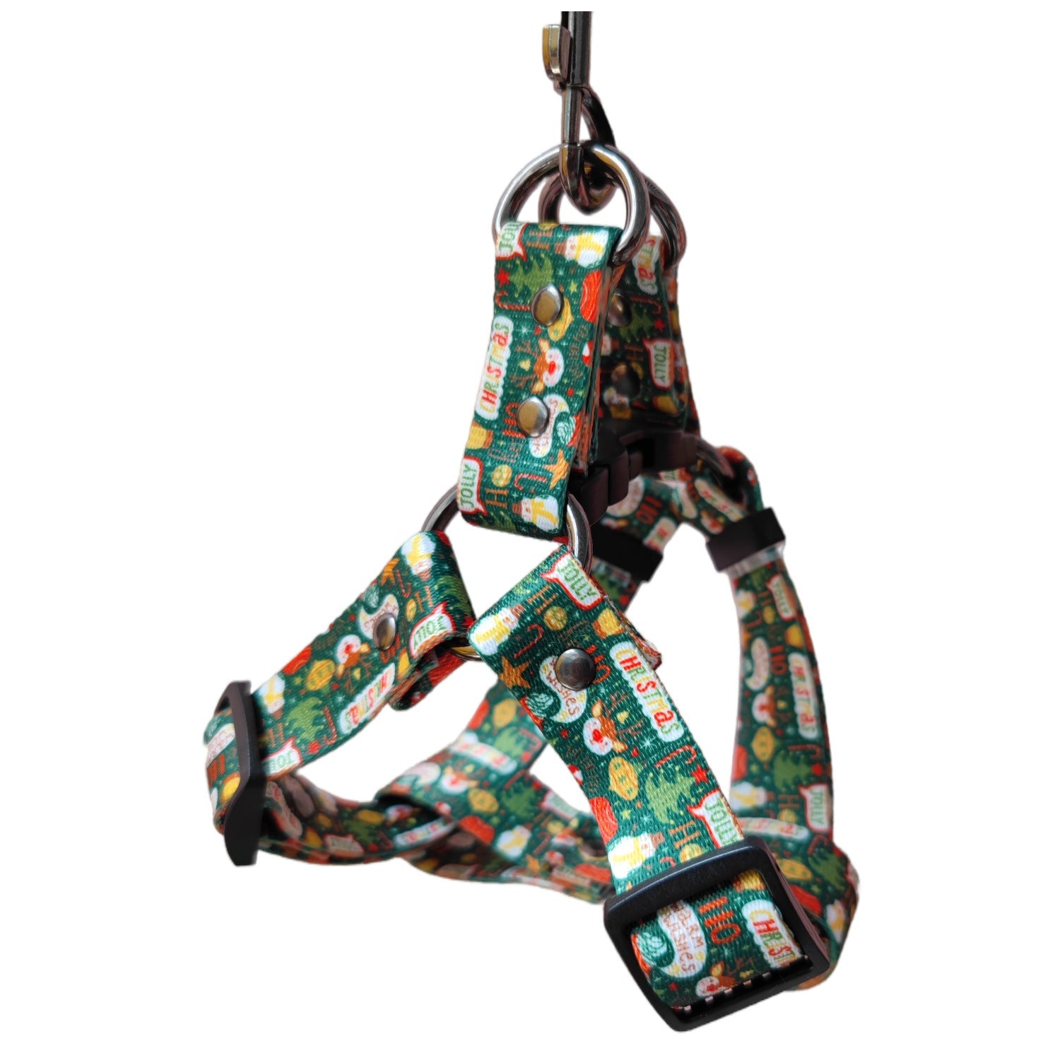 KFX-0447549 Christmas Themed Dog Leash and Harness Set in Red and Green