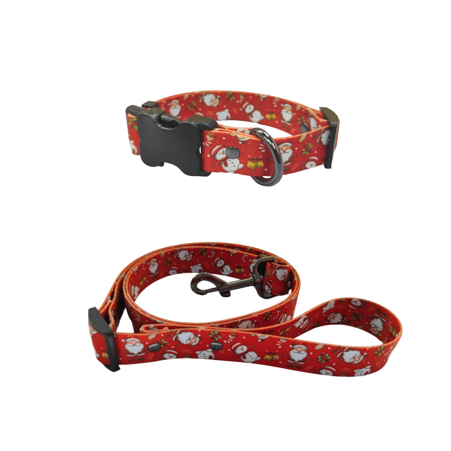 KFX-0447549 Christmas Themed Dog Leash and Harness Set in Red and Green