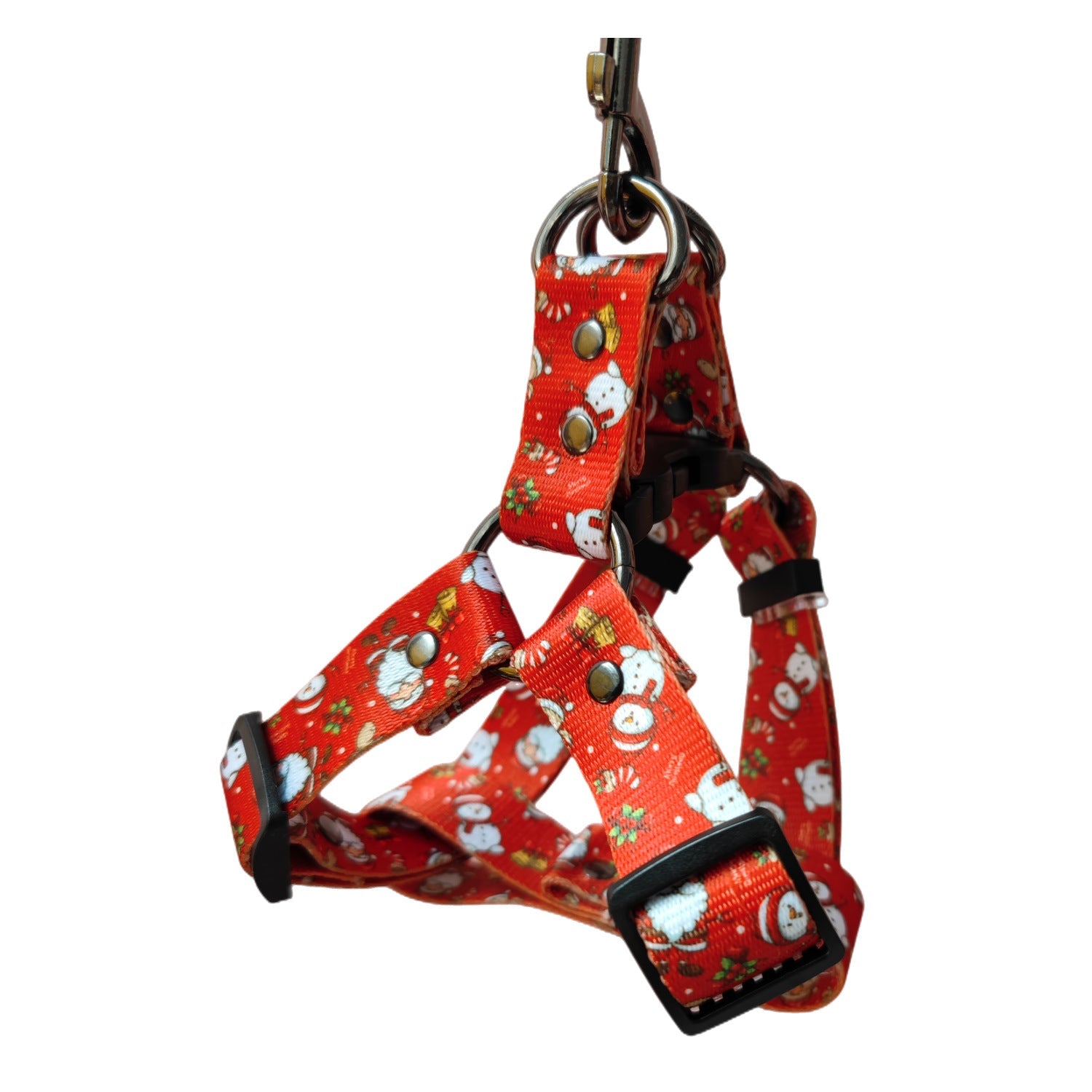 KFX-0447549 Christmas Themed Dog Leash and Harness Set in Red and Green