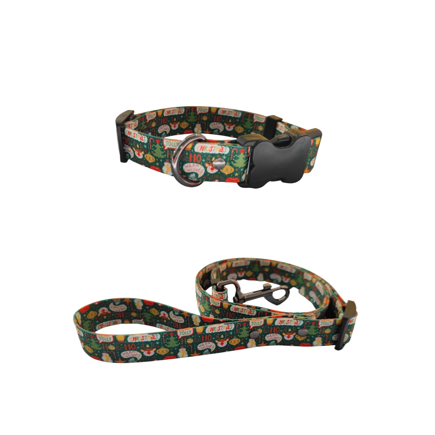 KFX-0447549 Christmas Themed Dog Leash and Harness Set in Red and Green