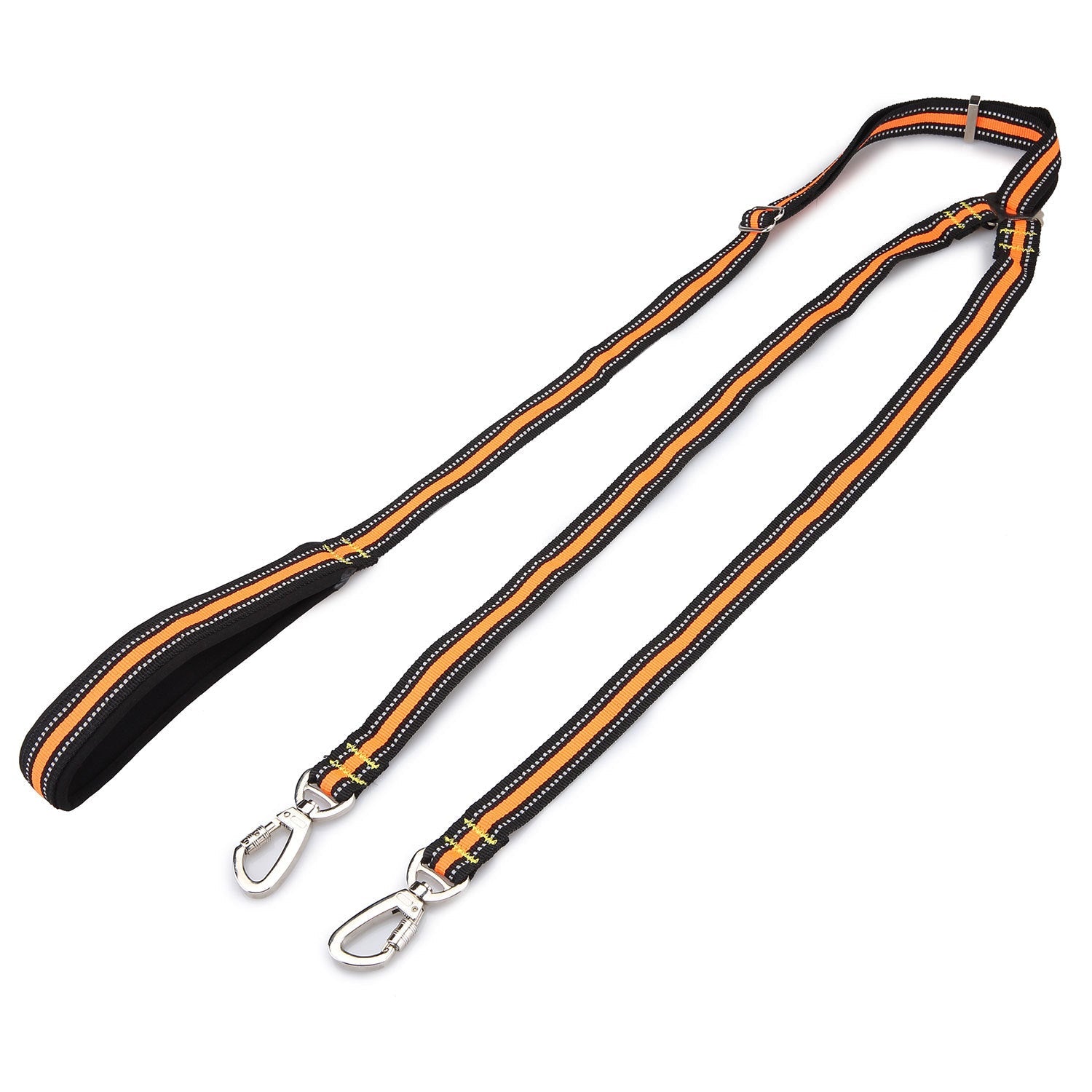 KFX-0448061 Adjustable Reflective Nylon Pet Double-Headed Leash for Two Dogs - Orange, Blue, Green