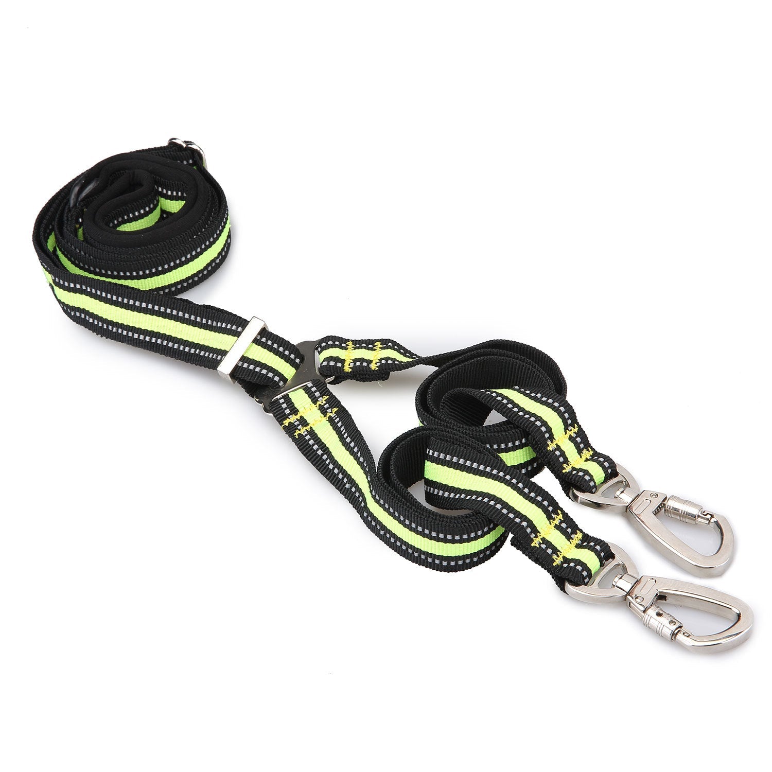 KFX-0448061 Adjustable Reflective Nylon Pet Double-Headed Leash for Two Dogs - Orange, Blue, Green