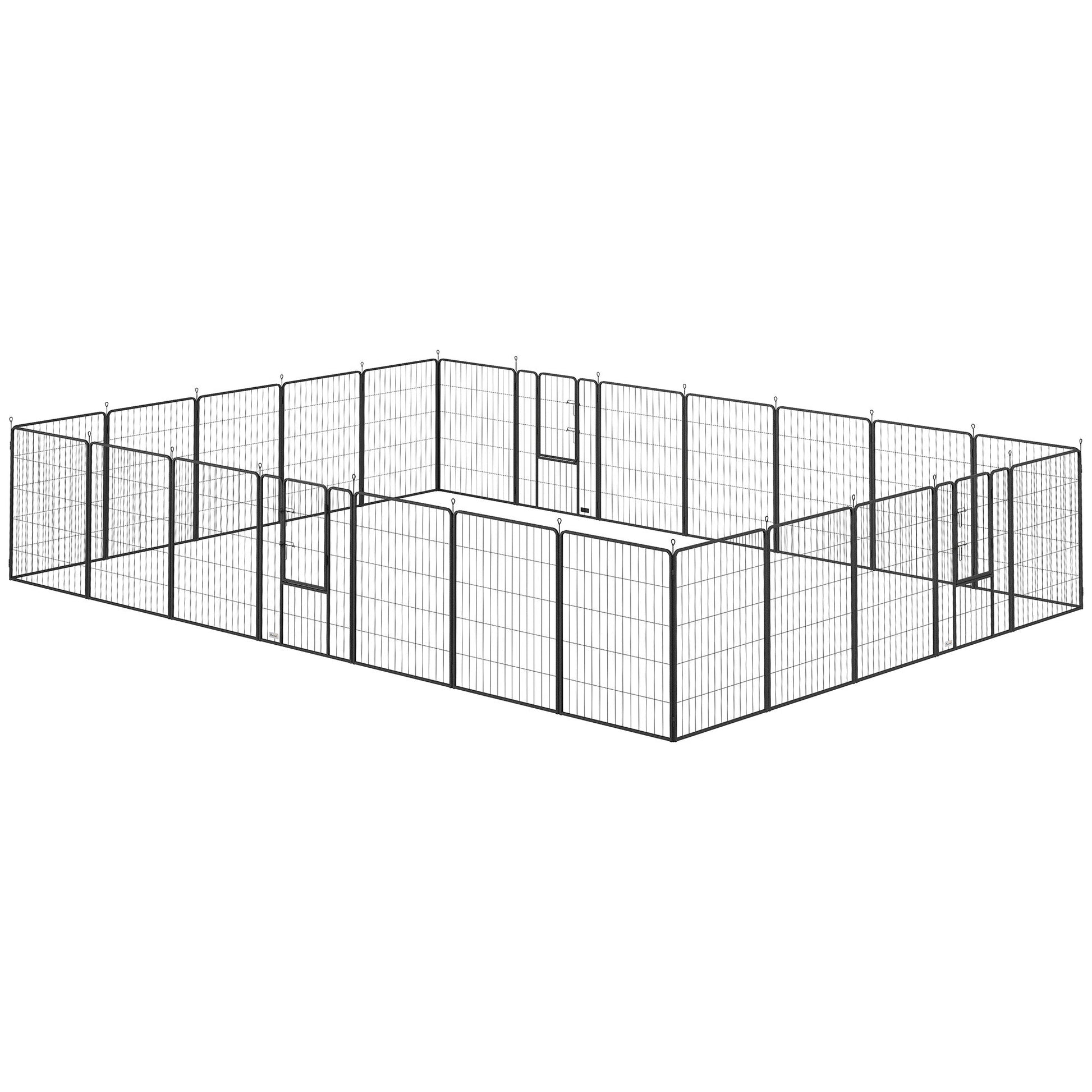 KFX-0449853 Indoor Outdoor Dog Playpen with 24 Panels and Lockable Door, Adjustable Pet Exercise Fence, Gray