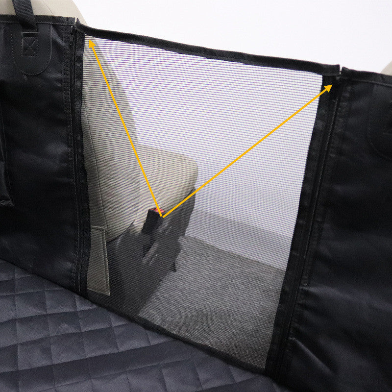 KFX-0450109 Luxury Two-Seater Dog Car Mat with Safety Design, Adjustable Straps, and Isolation Net for Large & Medium Dogs
