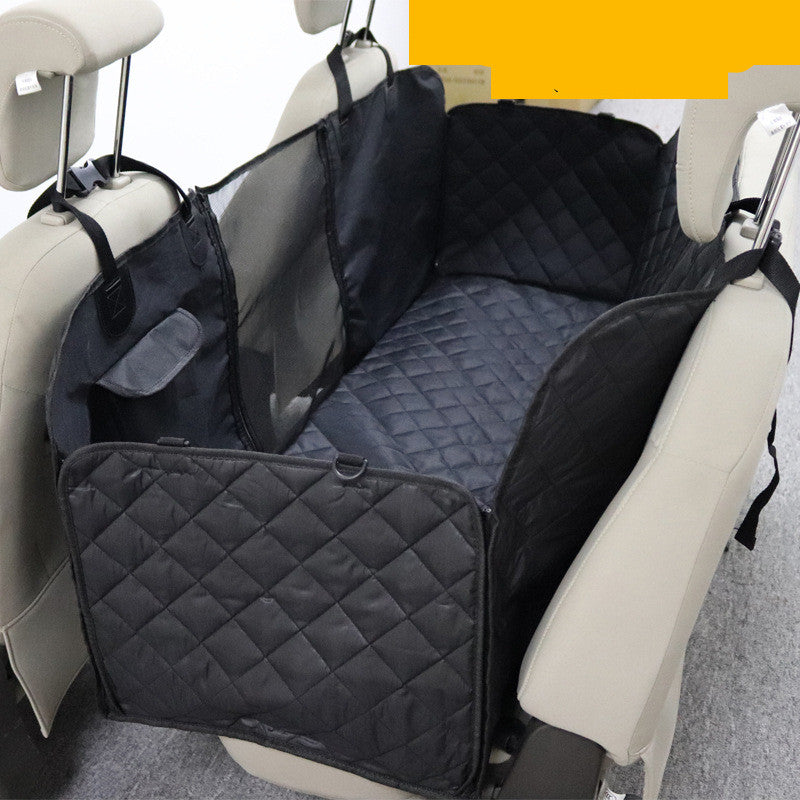 KFX-0450109 Luxury Two-Seater Dog Car Mat with Safety Design, Adjustable Straps, and Isolation Net for Large & Medium Dogs