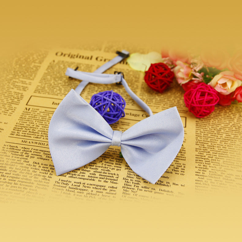 KFX-0450493 Solid Color Bow Pet Collar – Adjustable Neck 34-44cm, Multiple Colors Available