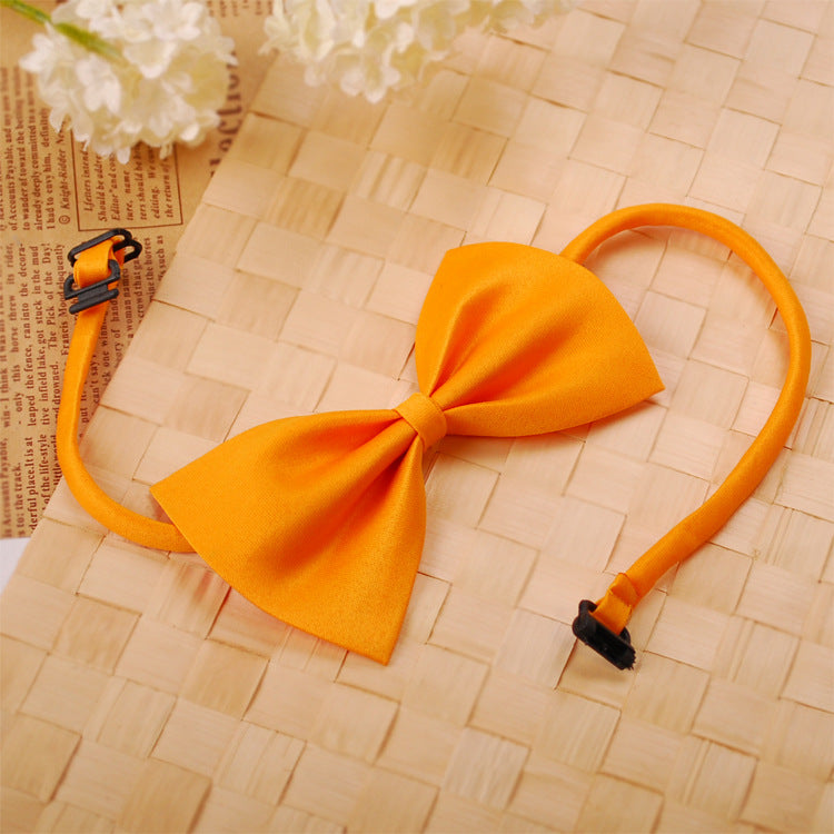 KFX-0450493 Solid Color Bow Pet Collar – Adjustable Neck 34-44cm, Multiple Colors Available