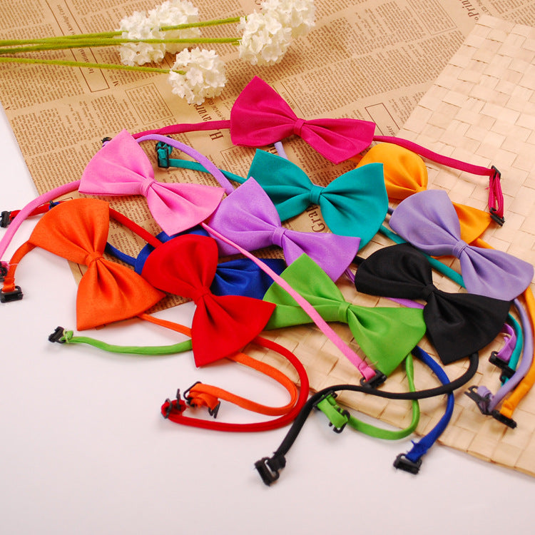 KFX-0450493 Solid Color Bow Pet Collar – Adjustable Neck 34-44cm, Multiple Colors Available