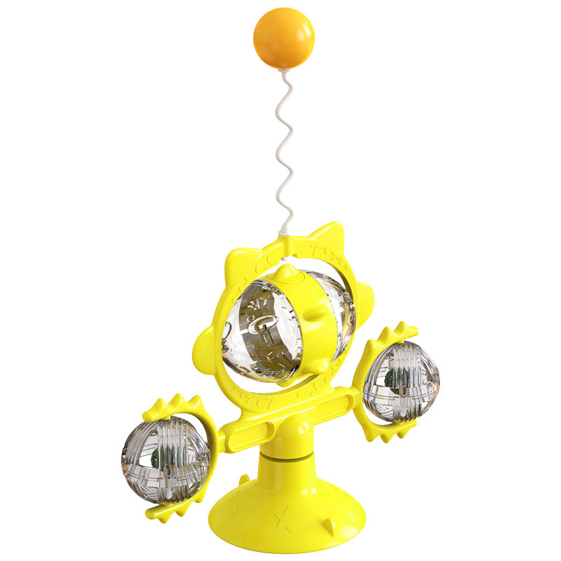 KFX-0452029 Cat Toy with Suction Cup and Leaking Ball - Fun Interactive Play in Lake Blue, Yellow, Green, and Pink