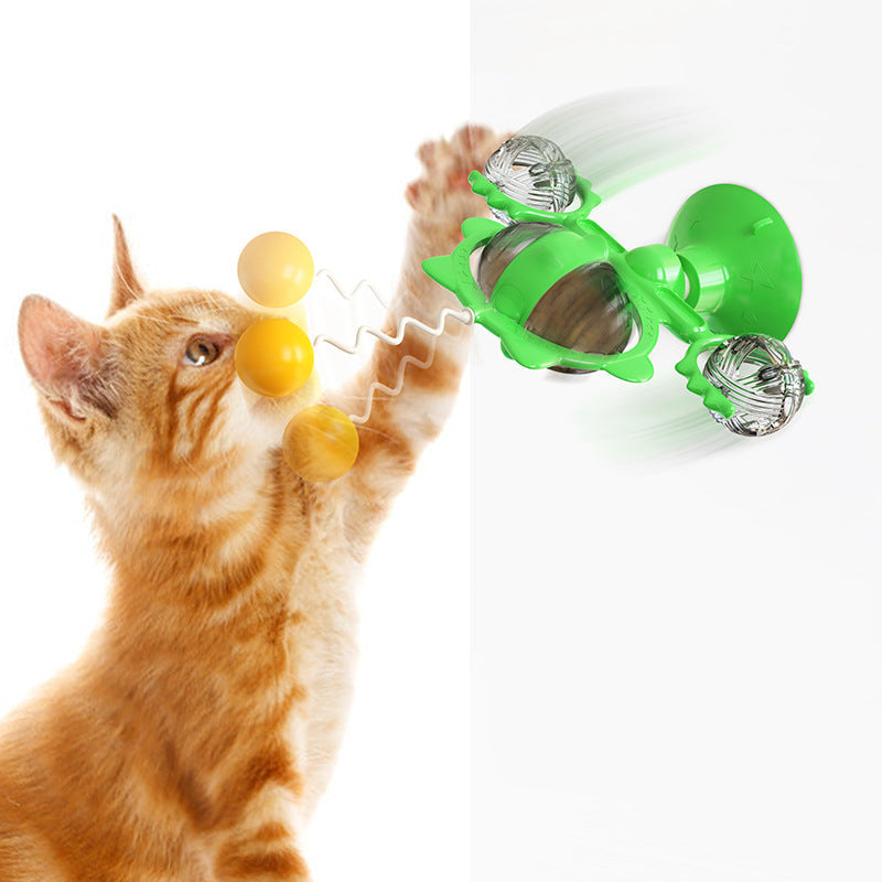 KFX-0452029 Cat Toy with Suction Cup and Leaking Ball - Fun Interactive Play in Lake Blue, Yellow, Green, and Pink