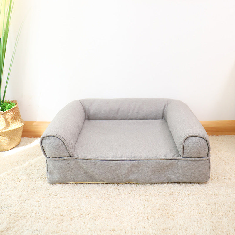 KFX-0452285 Removable and Washable Cat Sofa Nest in Gray - Linen Fabric Pet Bed for Cats Under 25kg