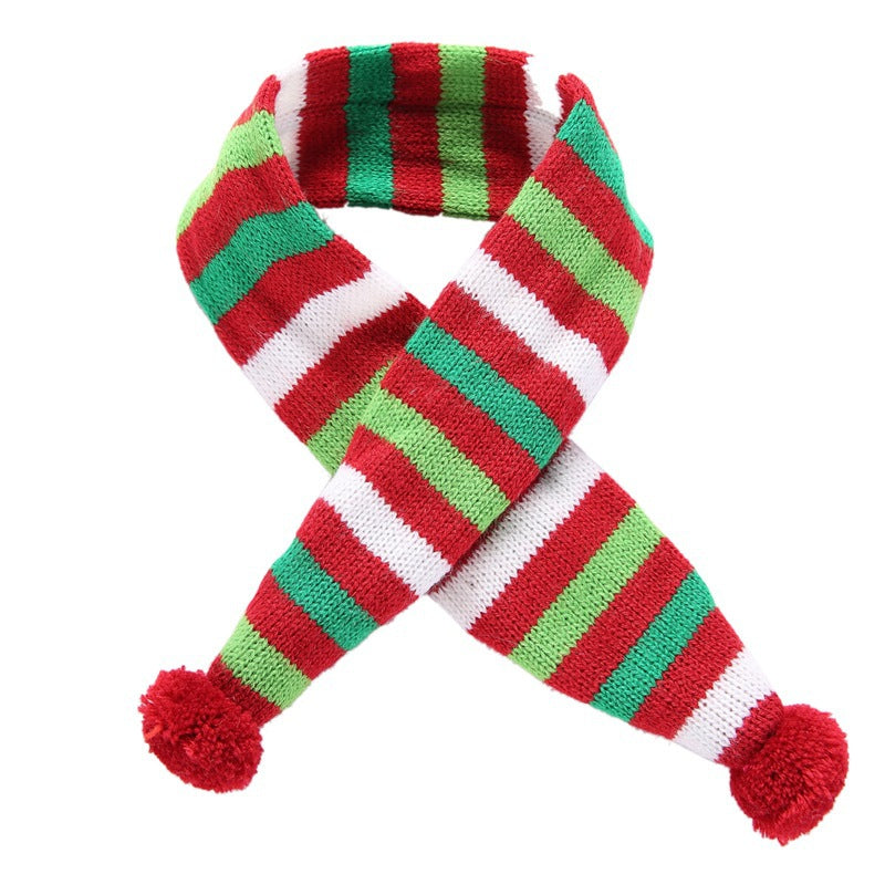 KFX-0456381 Christmas Velvet Headgear and Scarf Set for Pets – Adjustable Size for Dogs and Cats in Red and Green