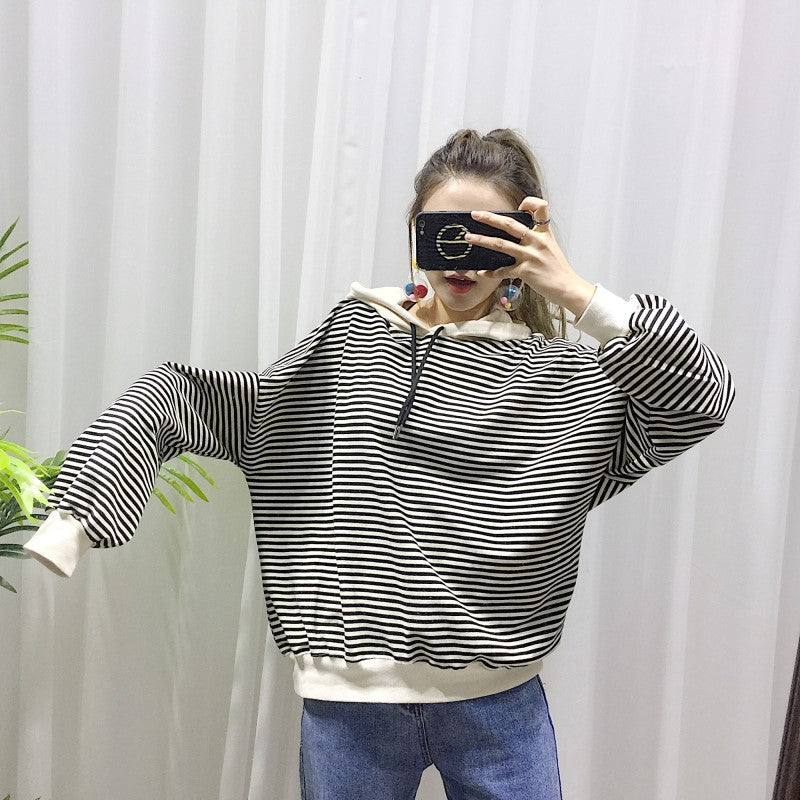 KFX-0458173 Hooded Terry Cotton Sweater for Pets in Black and Khaki Stripes, Various Sizes Available