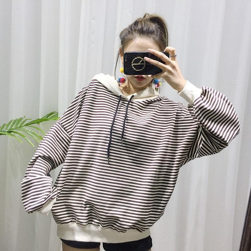KFX-0458173 Hooded Terry Cotton Sweater for Pets in Black and Khaki Stripes, Various Sizes Available