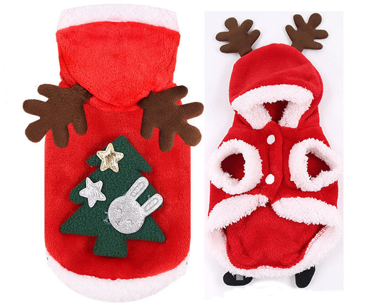 KFX-0458429 Hooded Cotton Padded Sweater for Dogs - Christmas Green Color