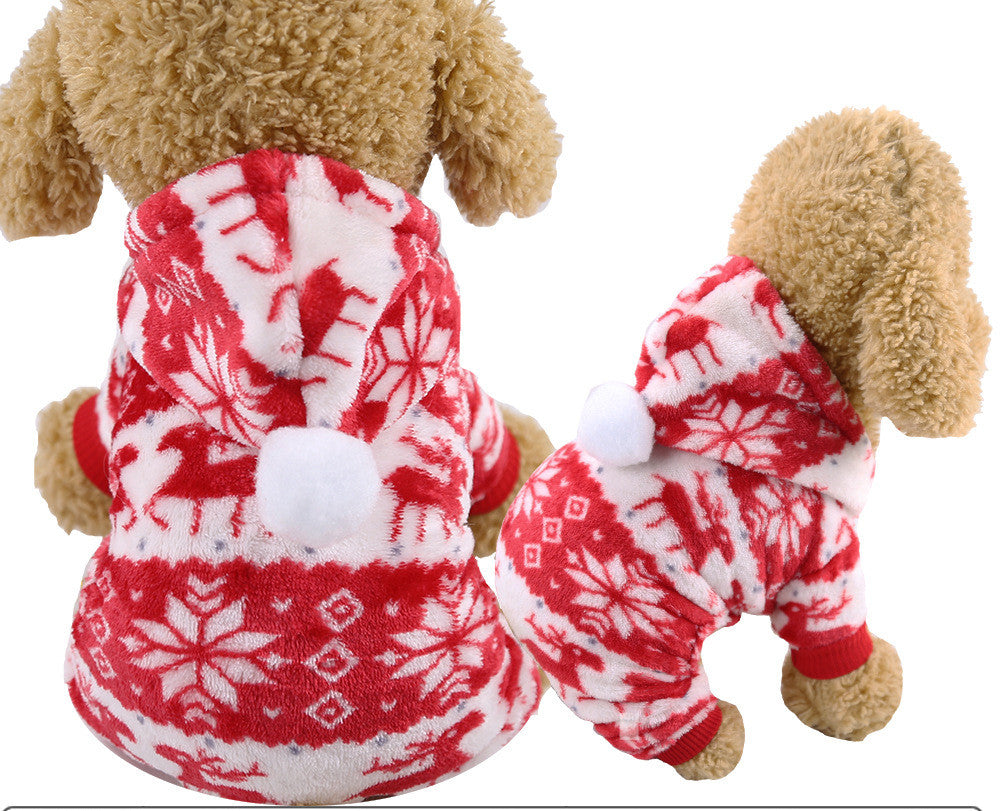 KFX-0458429 Hooded Cotton Padded Sweater for Dogs - Christmas Green Color