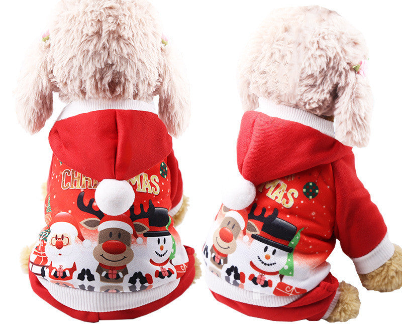 KFX-0458429 Hooded Cotton Padded Sweater for Dogs - Christmas Green Color
