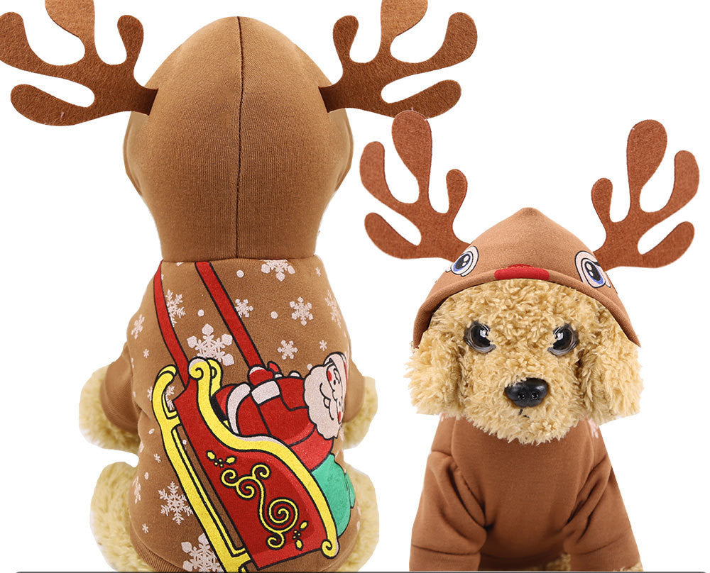 KFX-0458429 Hooded Cotton Padded Sweater for Dogs - Christmas Green Color